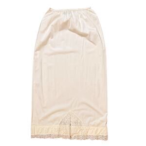 Vintage Greenco Maid Half Slip Womens Cream Off-White Lace Bordered Kick Pleat S
